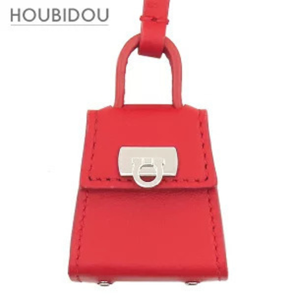 Salvatore Ferragamo Bag Charm Gancini Calf Flame Red Motif